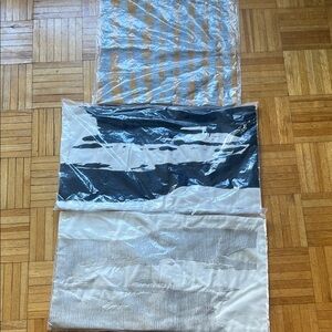 West Elm Accent Pillows in Blue, White, and Tan